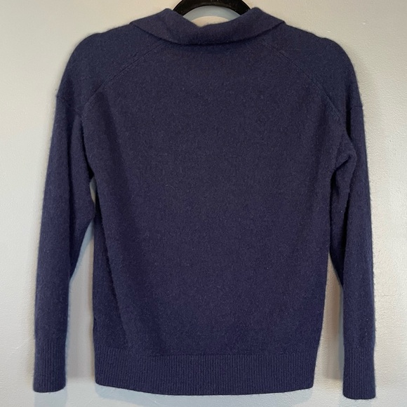 Quince Mongolian Cashmere Polo Sweater in True Navy - Picture 6 of 9